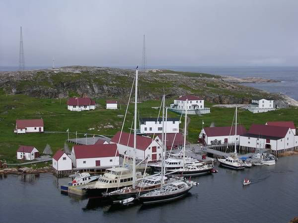 New York Yacht club visiting Battle Harbour, Labrador, Canada.