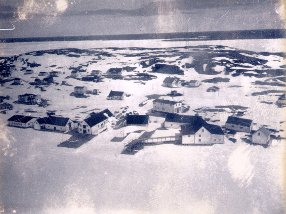 View of buildings owned by Earle Freighting Services at Battle Harbour, Labrador.
