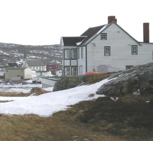 A early Spring photo of the Bleak house. This house was built around 1816 for John Slade in Fogo, Newfoundland, Canada.