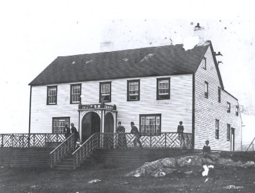 An early view of the Bleak House. This house was built around 1816 for John Slade in Fogo, Newfoundland, Canada.