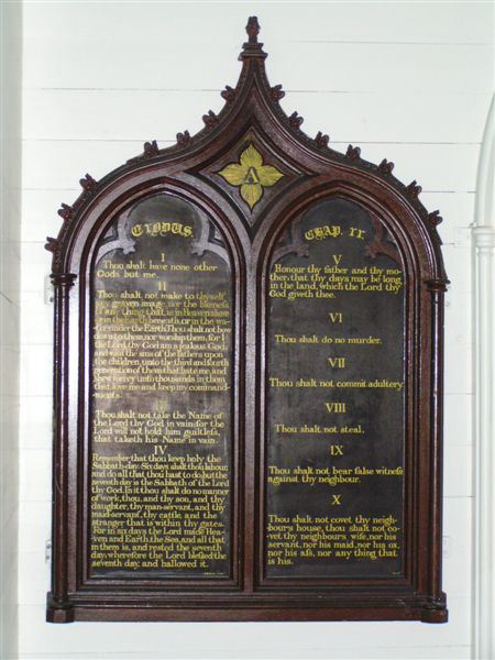 The Ten Commandments written on a tablet located in St. Peter's Anglican church Twillingate, Newfoundland, Canada
